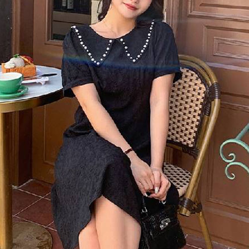 여름원피스 카라넥 진주단추 포인트 정장룩 원피스