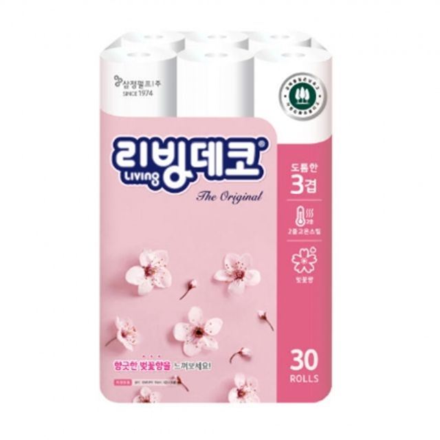 3겹 데코화장지 30롤 27m 고온살균 벚꽃향