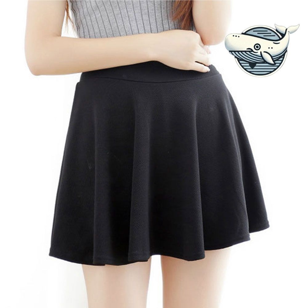 여성 데일리 플레어 숏 스커트 블랙 색상