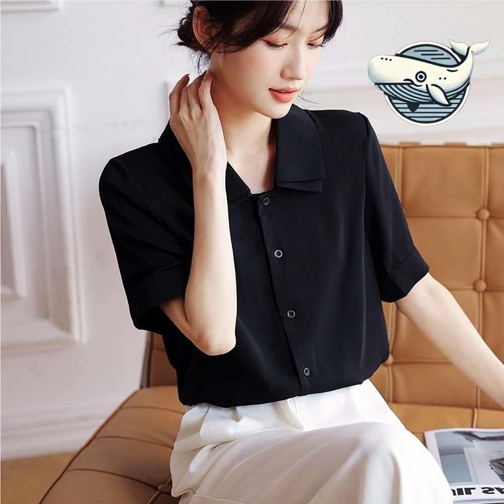세련된 기본카라 블라우스 부드러운 면소재