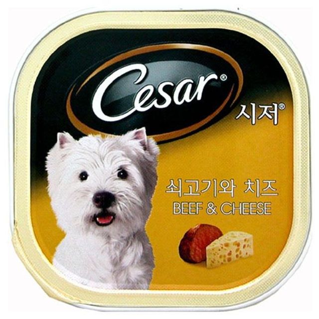 시저 통조림 캔 애견 간식 쇠고기치즈 100g 24개1박스