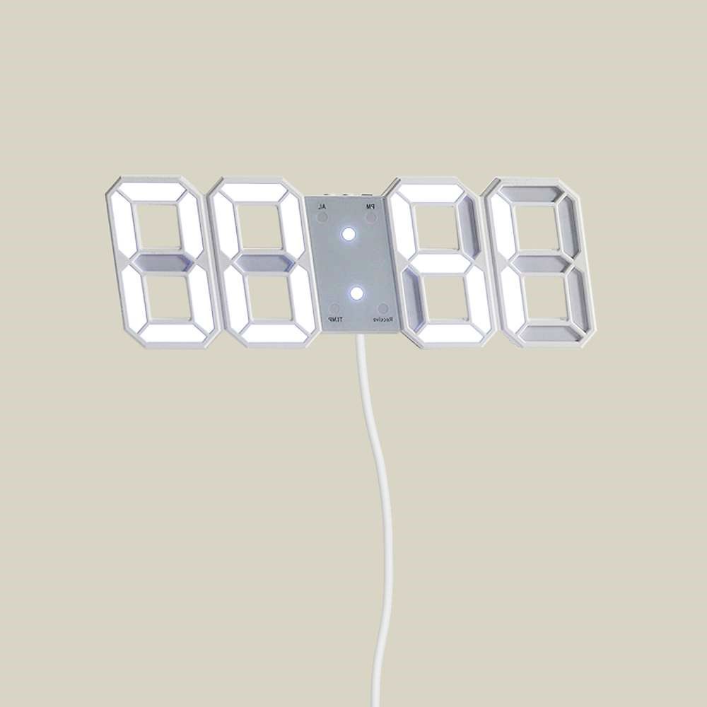 LED 스마트 시계 화이트 화장대 USB 심플 무소음