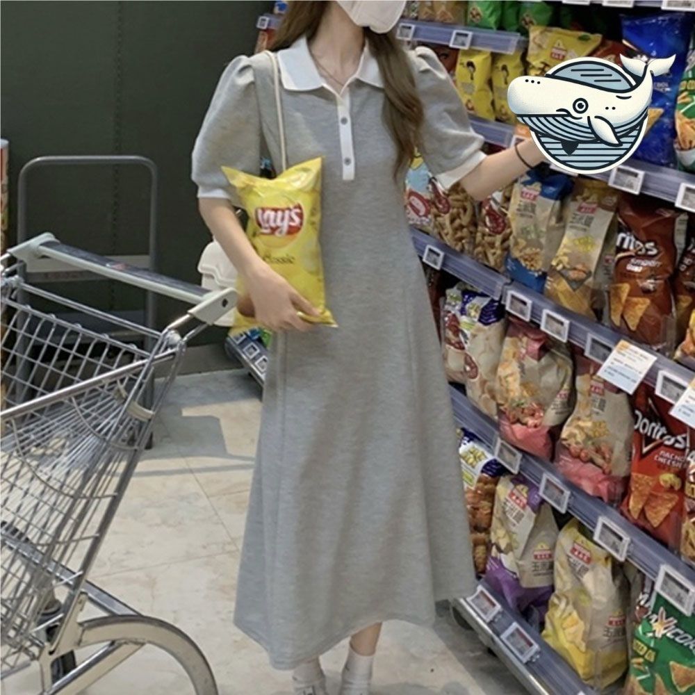 여름 캐주얼 퍼프소매 반팔 원피스 세련된
