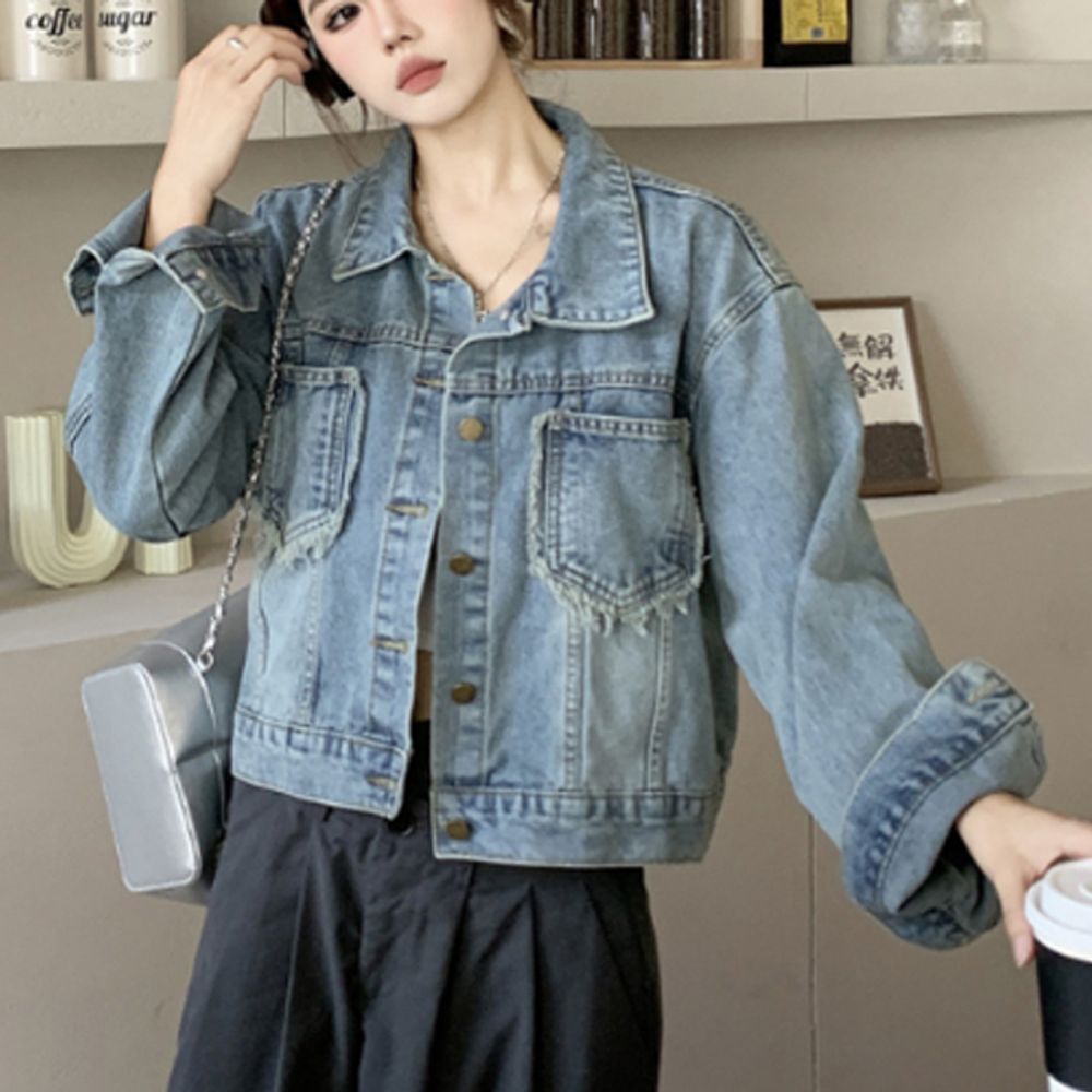여성 캐주얼 빅포켓 청자켓 블루 1P 간절기 데님 자켓