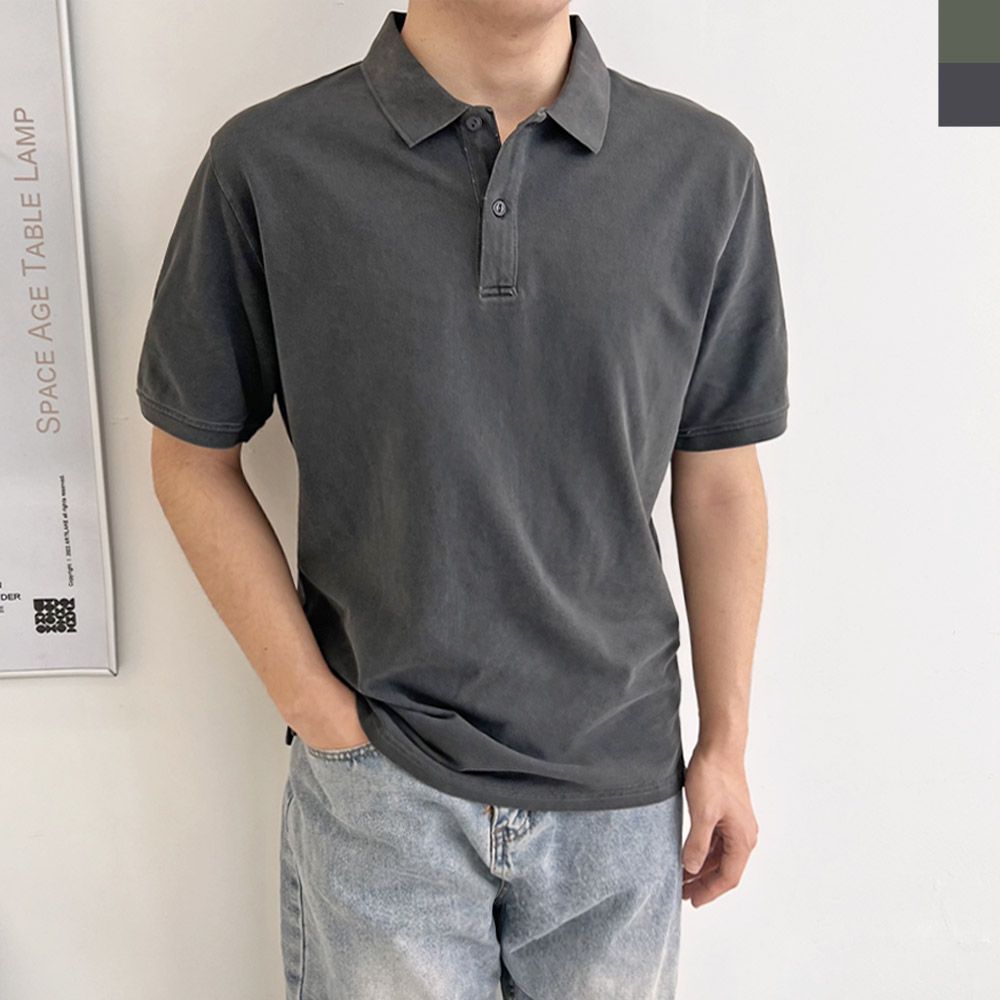 남자스톤코튼 PK카라반팔티셔츠