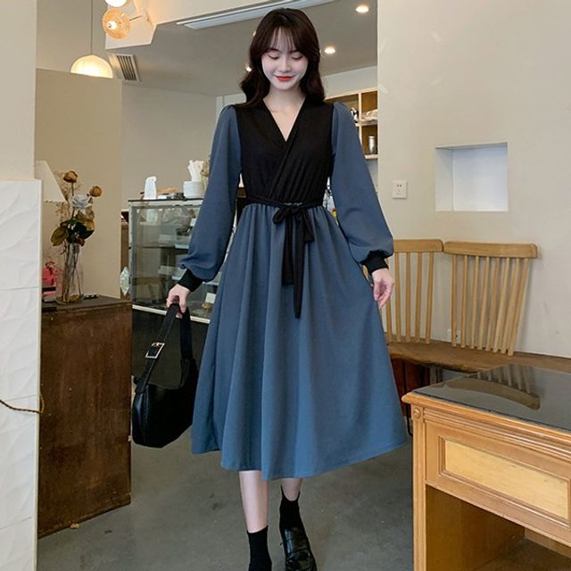 롱 셀러허브 블루 OPC 선택완료 원피스 가을