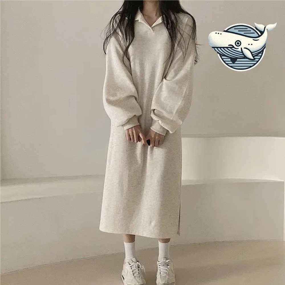 여유로운 후드 롱원피스 편안한 홈웨어 캐주얼