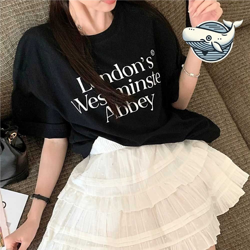 트렌디 라운드넥 반팔 티셔츠 캐주얼 벙거지