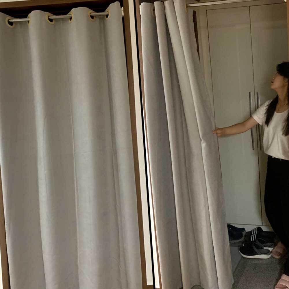 공간분리 아일렛 문 가리개 커튼 그레이 200cm 방문