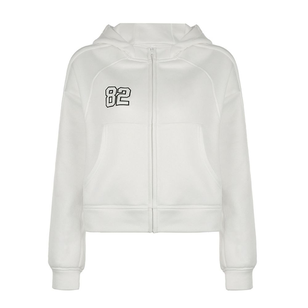 더블 투라인 82 화이트 크롭 후드 집업 2size