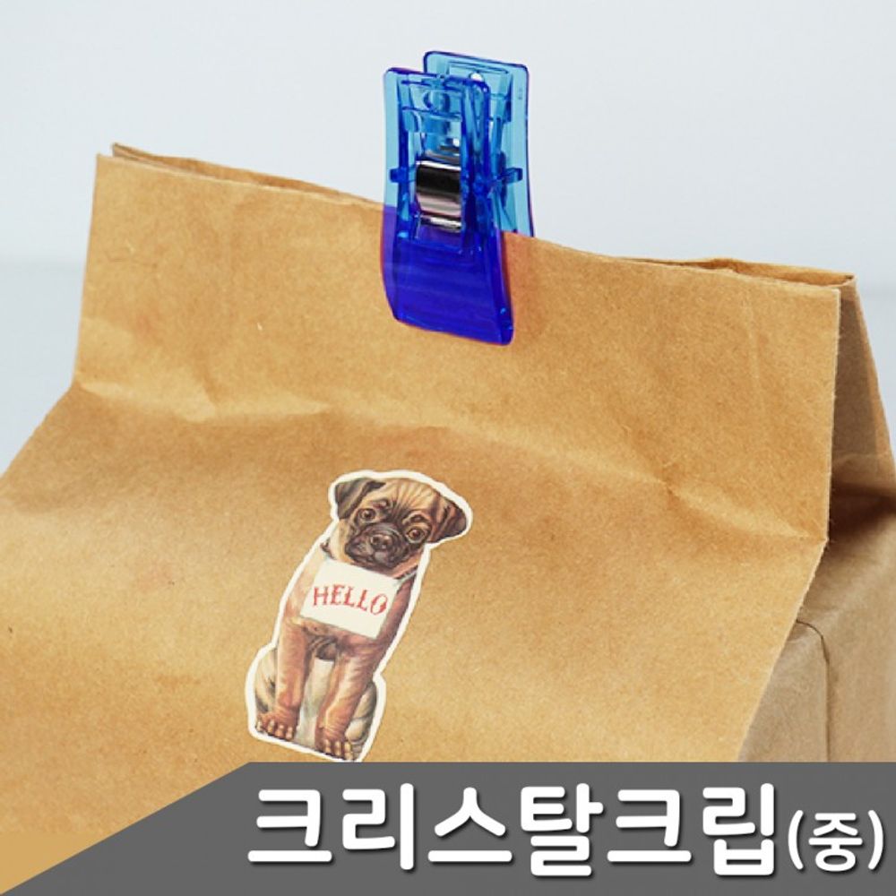 100개입 투명크립 크리스탈 크립 중 플리스틱 집게