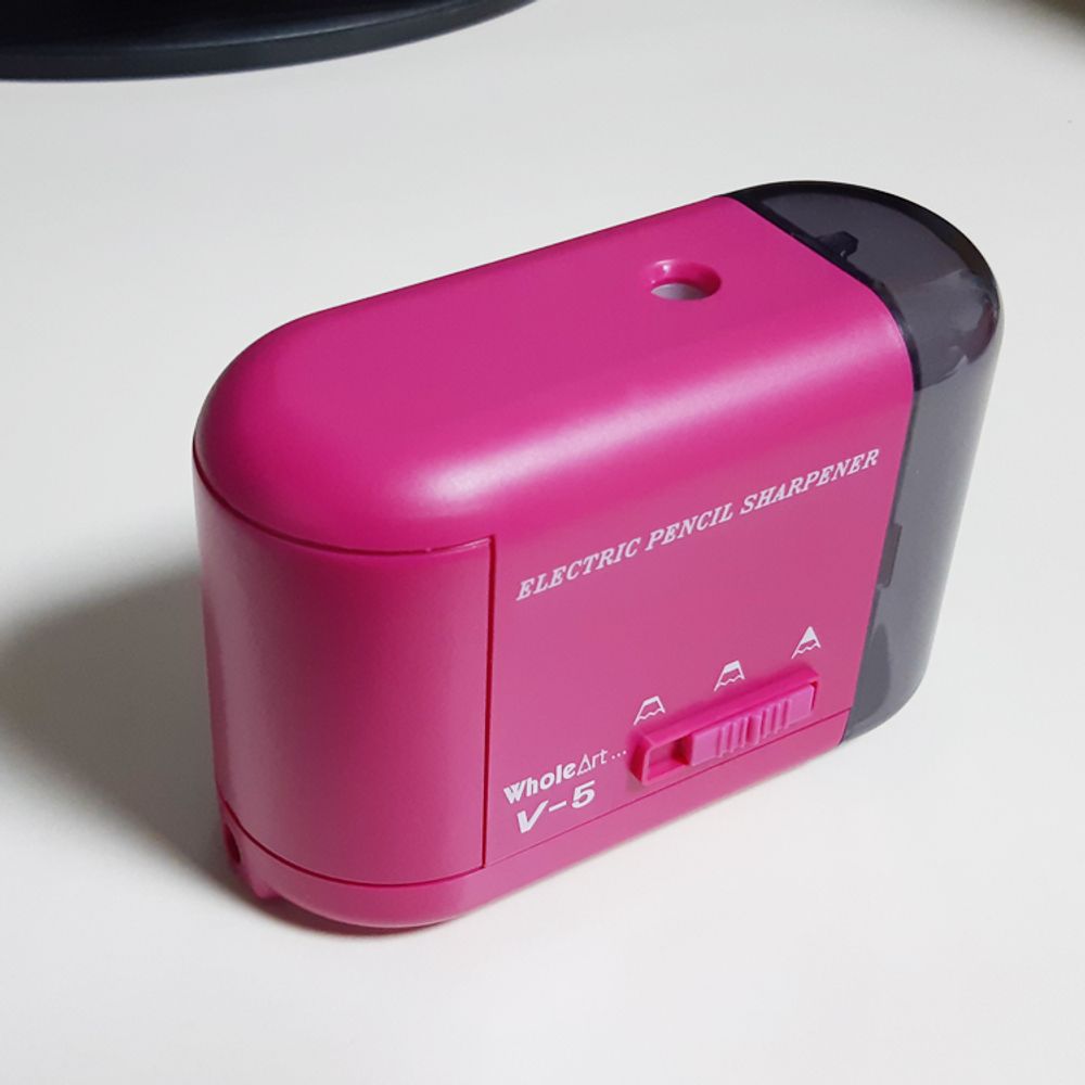 ELM-V5 핑크 휴대용 전동 자동 홀아트 연필깎이