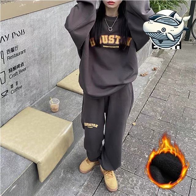 데일리 캐주얼 셋업 기모 여성복 프린팅 레터링