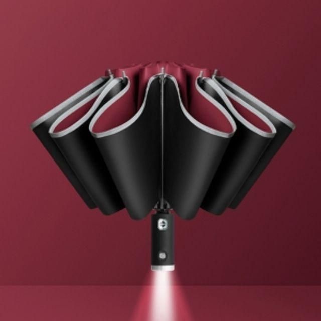 겸 완전자동 3단우산 양산 LED 거꾸로 우산(레드)여름