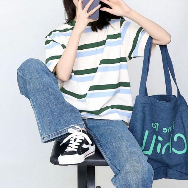 슬리브 반팔 배색 기본 루즈핏 데이 숏