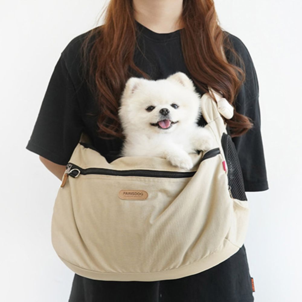 강아지 처짐방지 슬링백 베이지 L 1P 외출 이동 가방