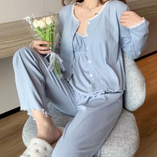 3컬러 포함 생 포도 과일 캡 파자마 3피스