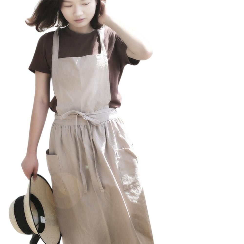 롱 린넨 앞치마 (베이지) JT00