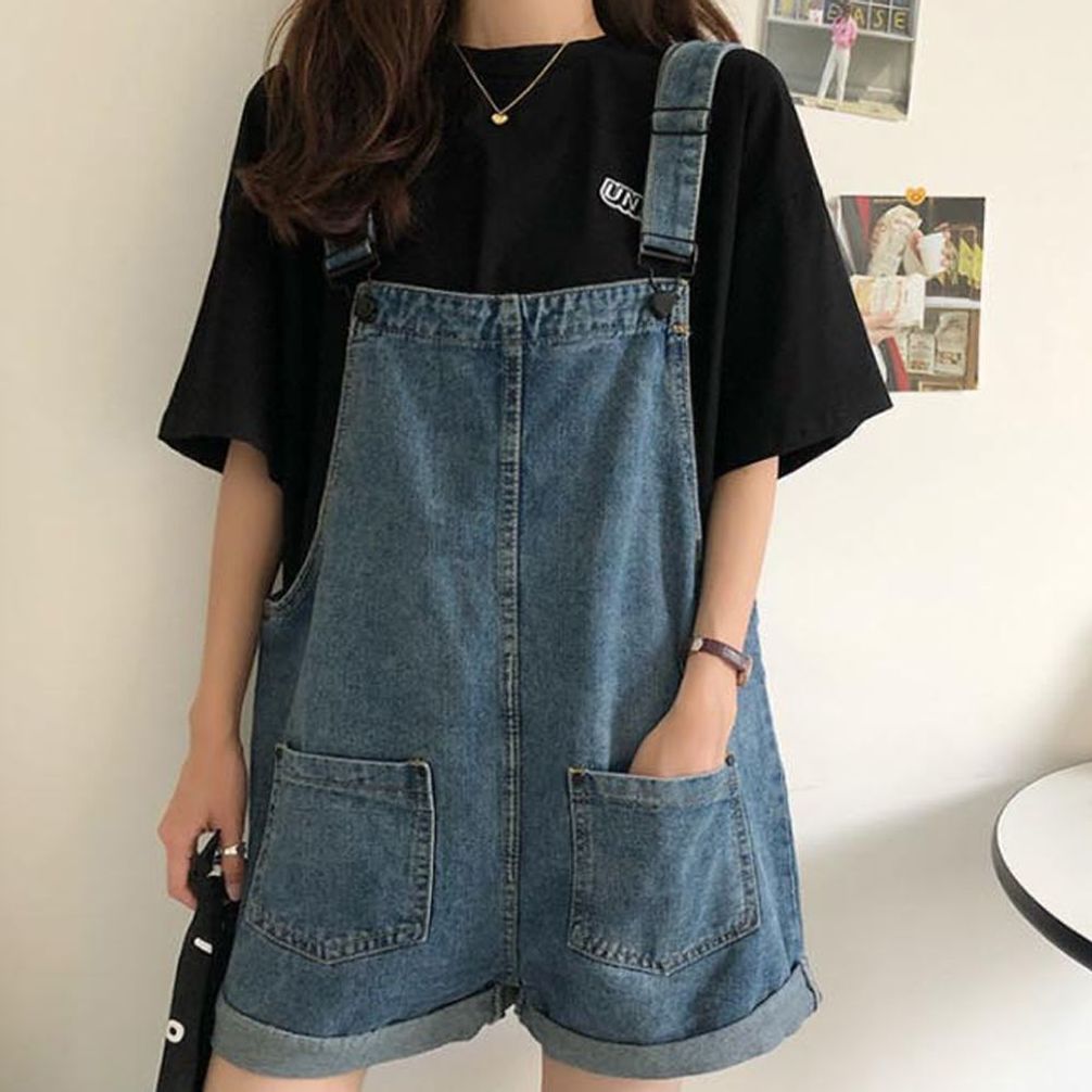 반바지 데님점프수트 팬츠 청점프수트 여성점프수