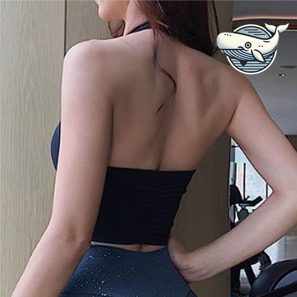여름용 백리스 크롭 브라탑 홀터넥 캡내장