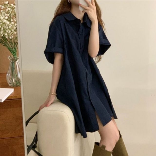 G126639 반팔 베이직 기본 미니 데이 셔츠원피스