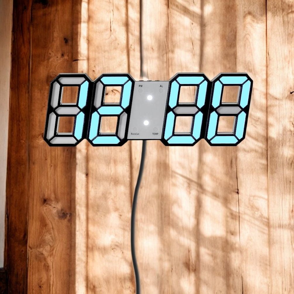 게더릭 LED 리모컨 디지털 벽시계 (블랙+그린)