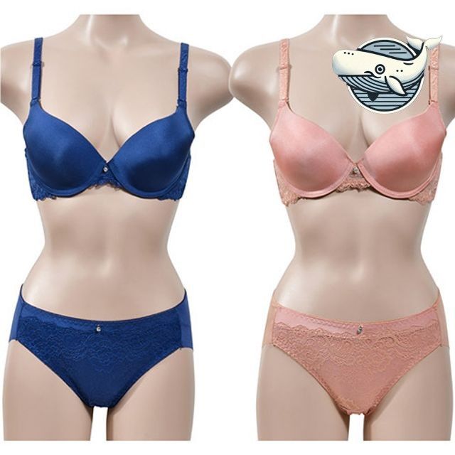 레트로 레이스 속옷 여성 블루 핑크 팬티 브라