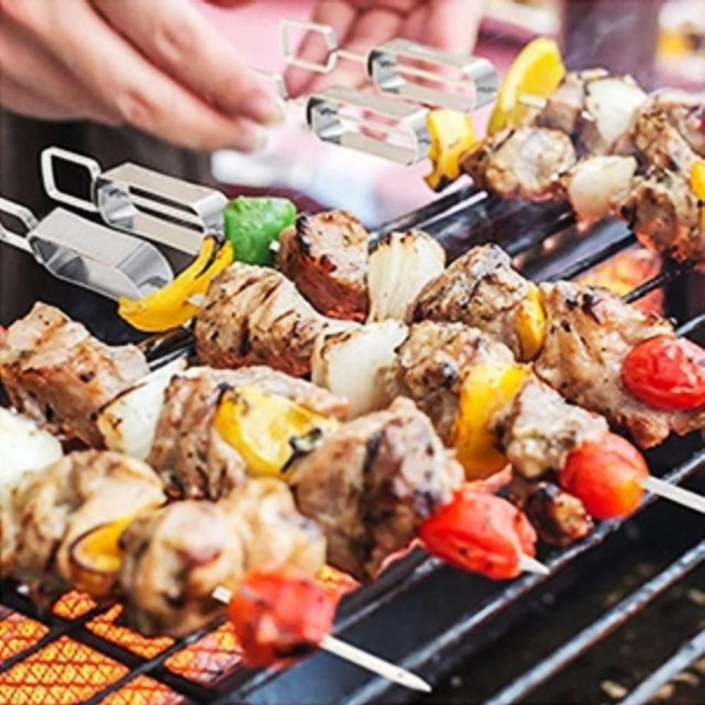 간편 슬라이드 큐꼬치 5p세트 스텐 캠핑꼬치 45cm
