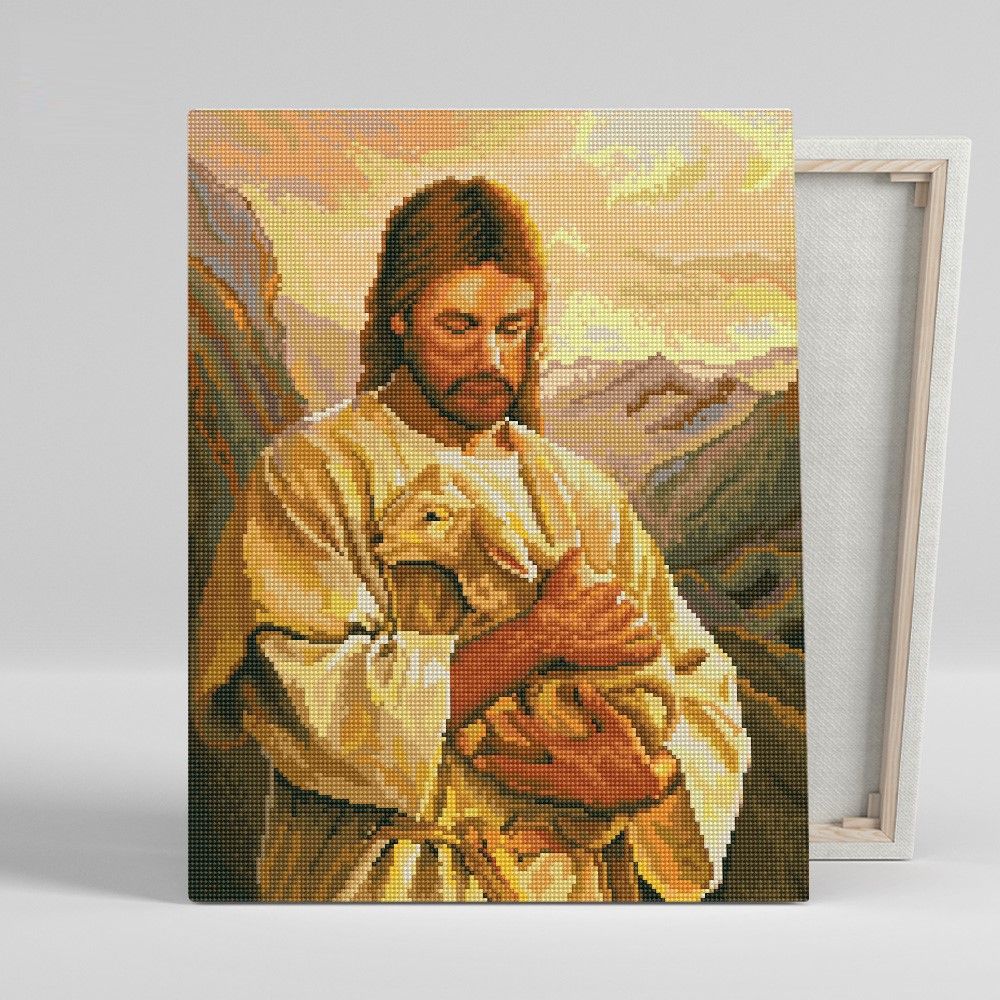 DIY 보석십자수 아기양과 예수님 40x50