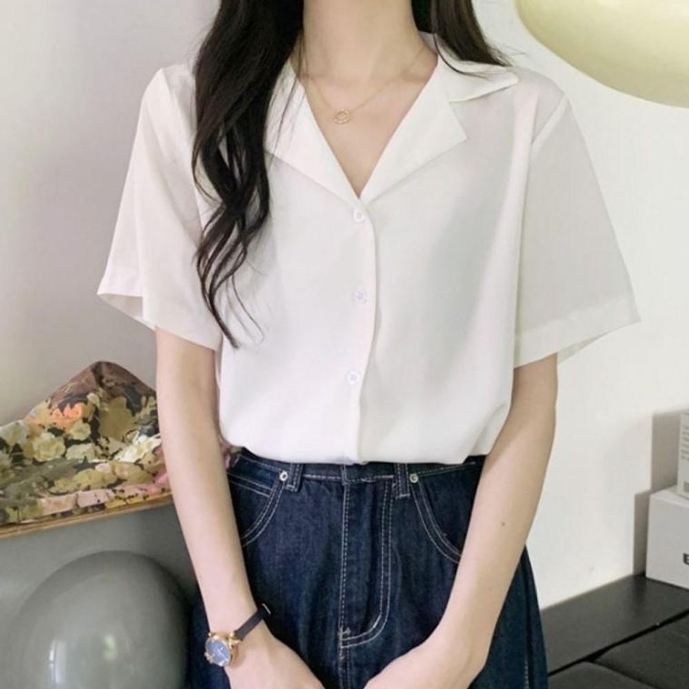 여성 반팔 블라우스 카라넥 셔츠 남방 티셔츠 출근룩