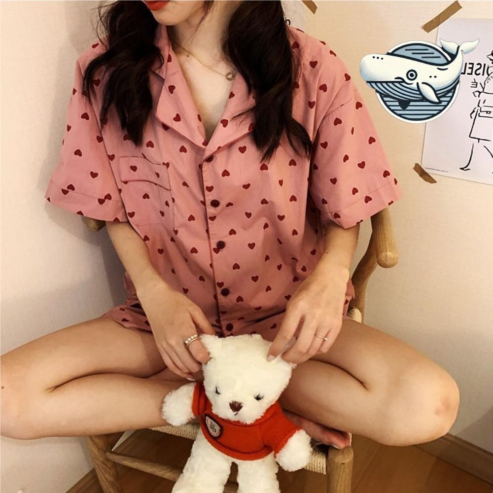 여름 체크 홈웨어 수유팬츠 반팔잠옷