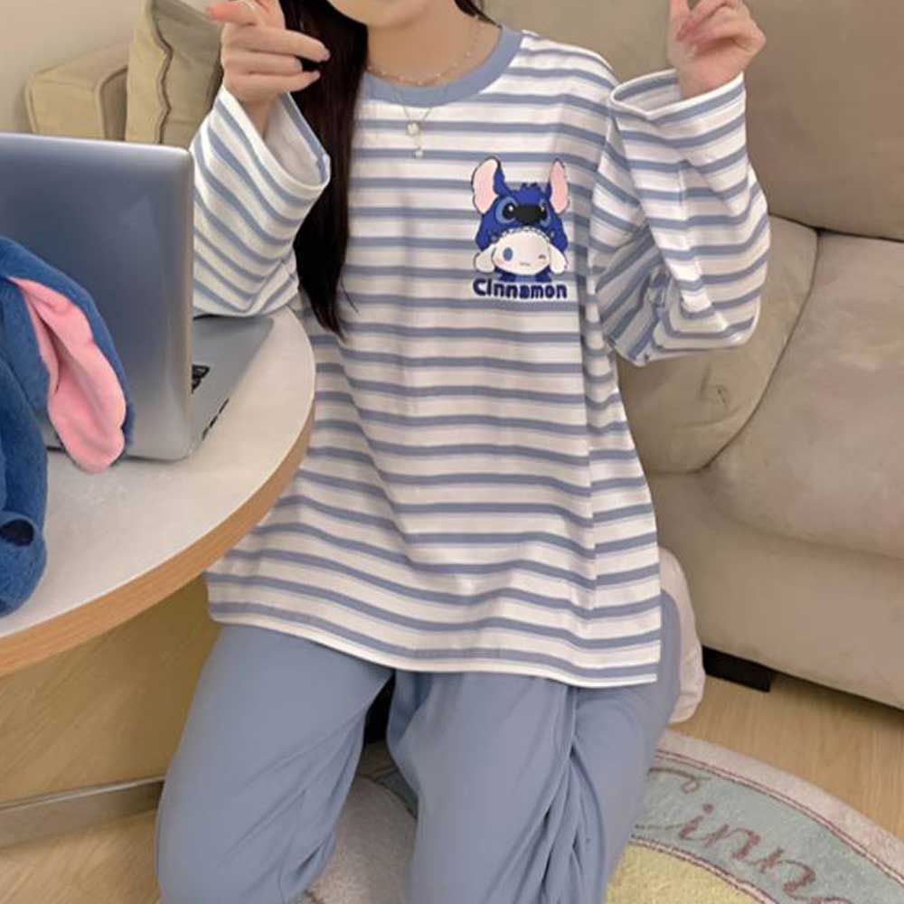 편한 잠옷 세트 여자 파자마 상하의 캡내장 단가라