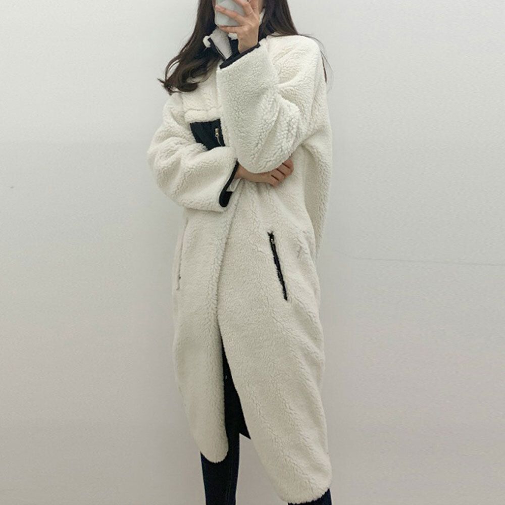 남여공용 따뜻한 캐주얼 롱 후리스 데일리 자켓 점퍼