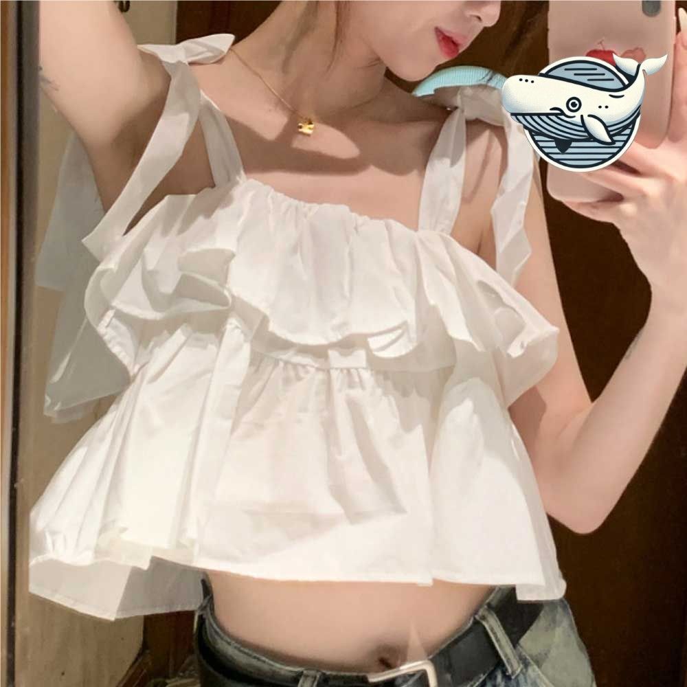 디테일 있음 여성 프릴 블라우스 여름 데이트