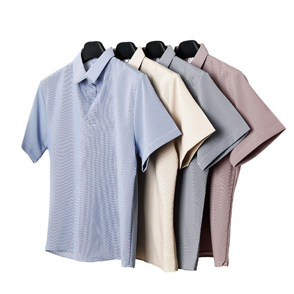 고퀄 체크패턴 오픈카라넥 반팔티셔츠 남성 데일리룩