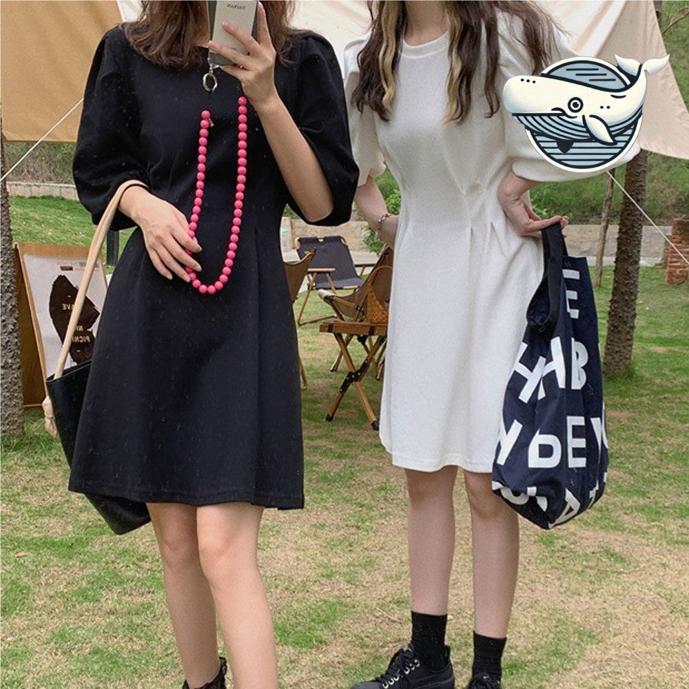 여름 간편 원피스 캐주얼 퍼프 소매 여성