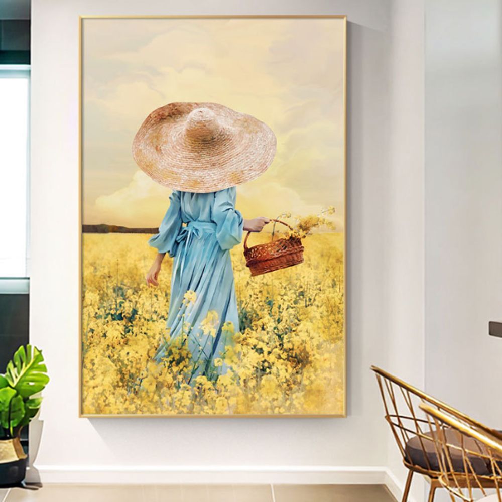 꽃밭의 그림액자 명화 소녀 80x120cm