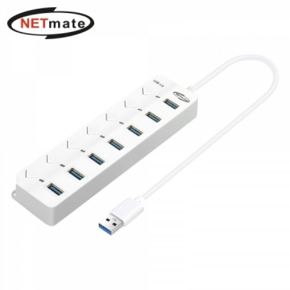 넷메이트 NMJSUBA307W USB3.0 7포트 허브 화이트