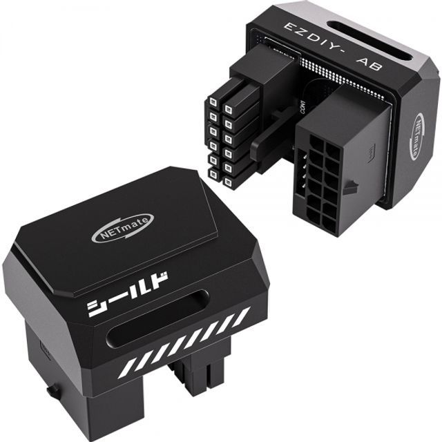 12V-2x6 변환 어댑터 알루미늄 블랙 STD 180도 EZDIY