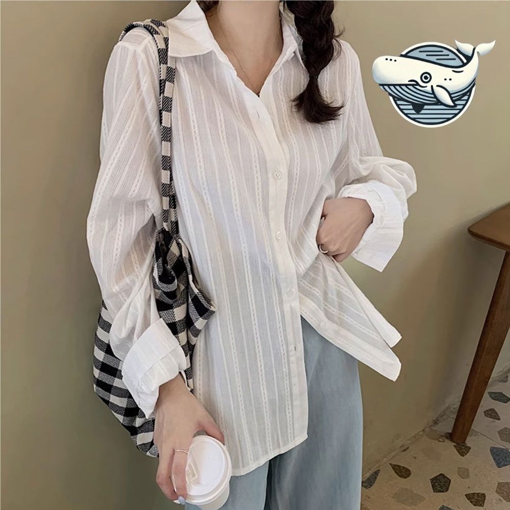 깔끔한 스트라이프 긴팔셔츠 데일리 패션 필수