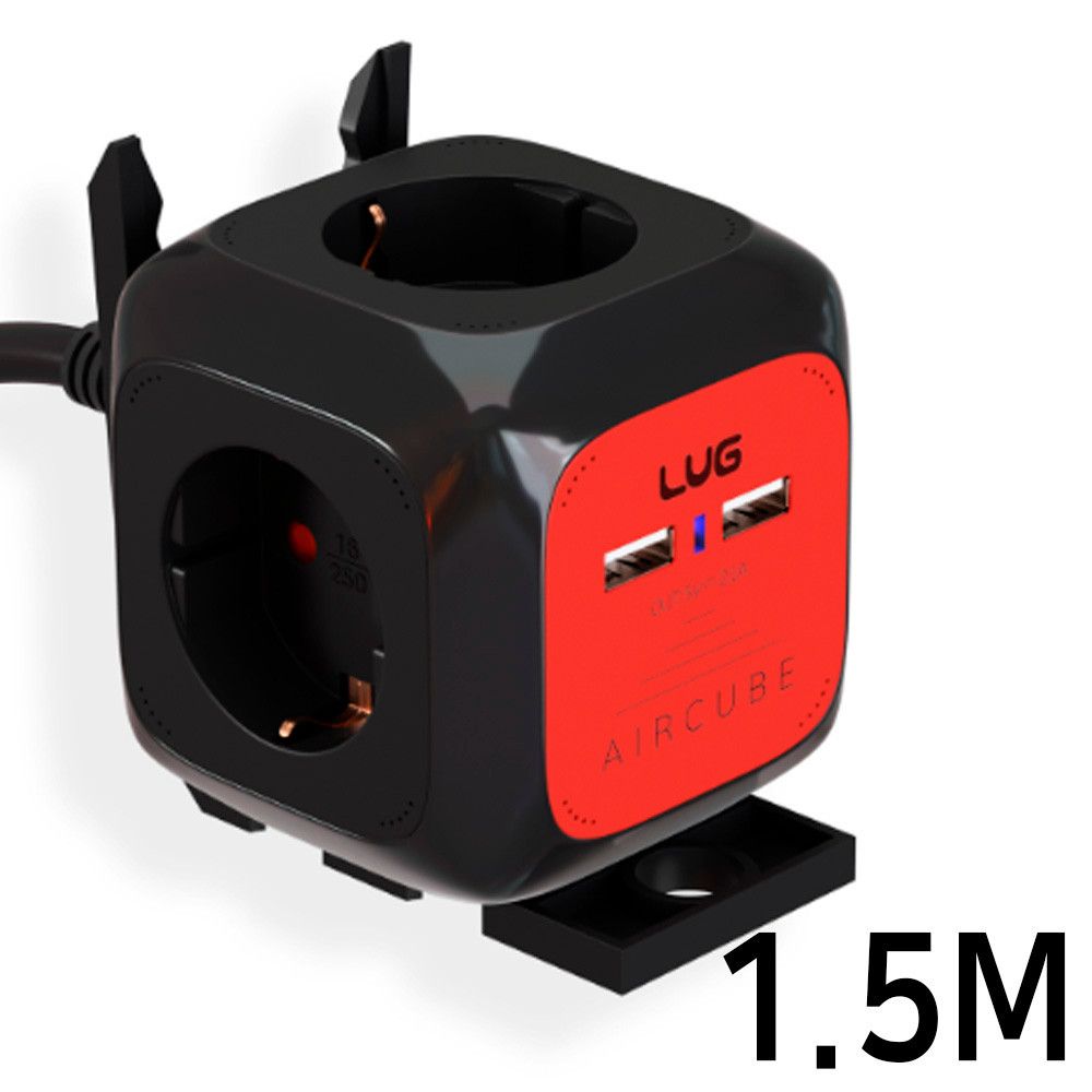 릴선 에어큐브 콘센트 멀티탭 4 USB 2 1.5M 블랙