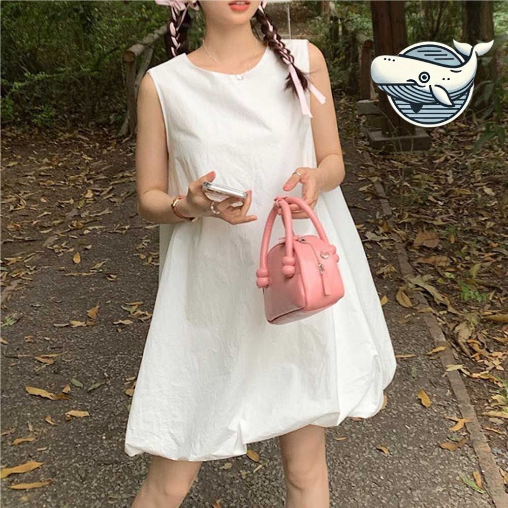 여름 화이트 민소매 원피스 뒷 브이라인 볼륨