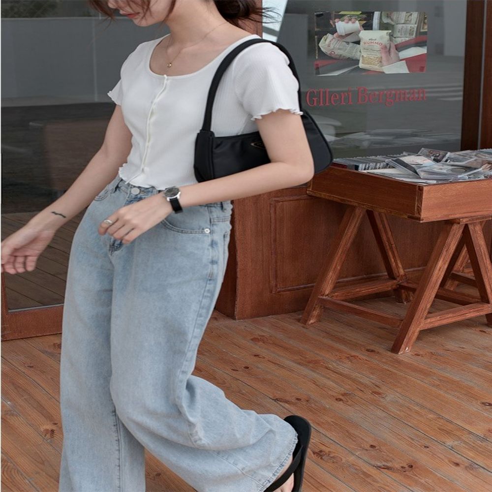 FR-161818 와이드 연청 청바지 롱팬츠