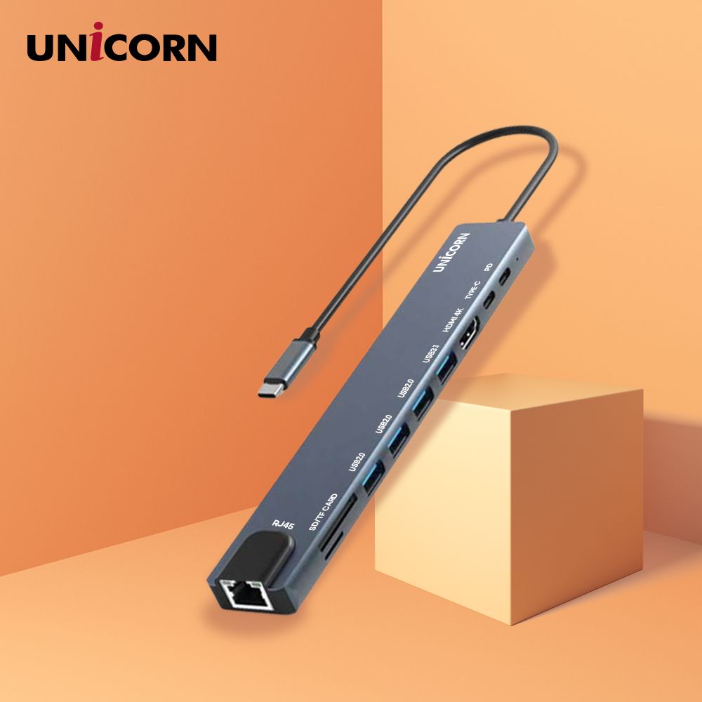 유니콘 10IN1 LAN/HDMI USB멀티허브 USB-C통신포트 PD