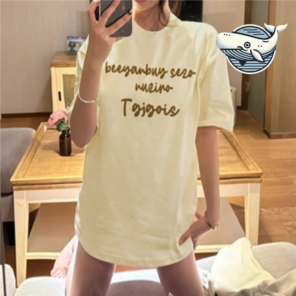 부드러운 루즈핏 여름 반팔 티셔츠 심플 레터링