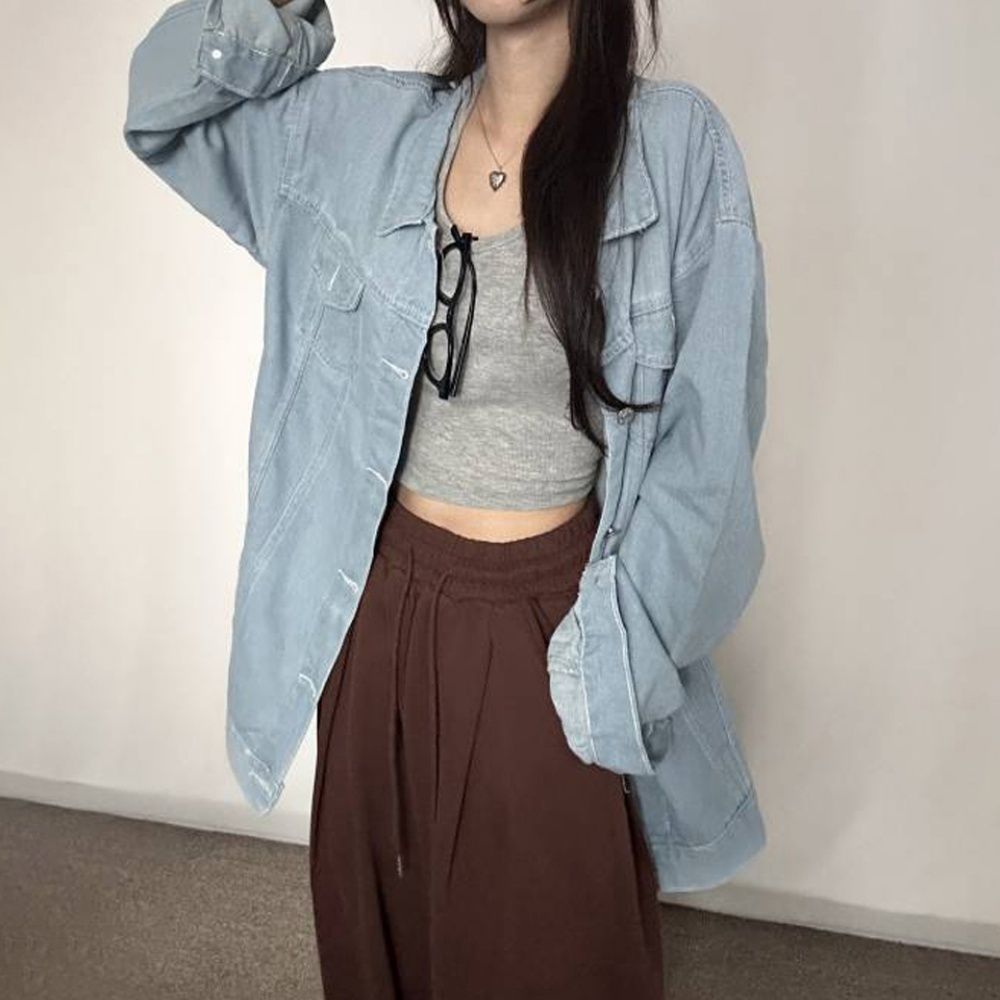 여성 데님 자켓 루즈핏 간절기 청남방 셔츠 2컬러