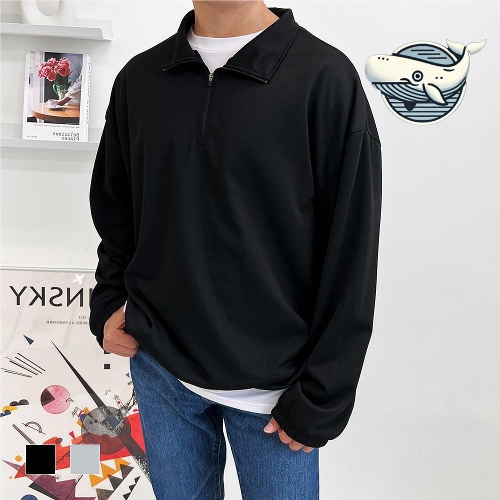 가볍고 편안한 남성 반집업 맨투맨 티셔츠