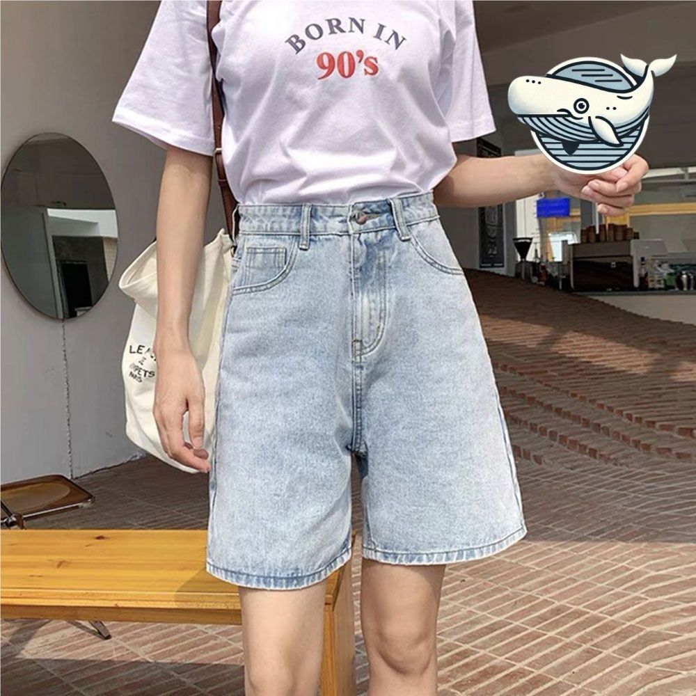 캐주얼 하이웨스트 청반바지 여름 데일리 기본