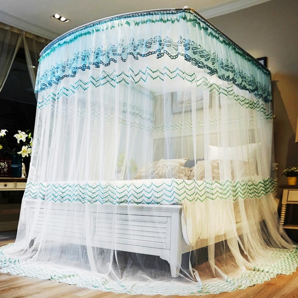 캐노피 침대 모기장 200x220cm 그린 대형 아파트 사각
