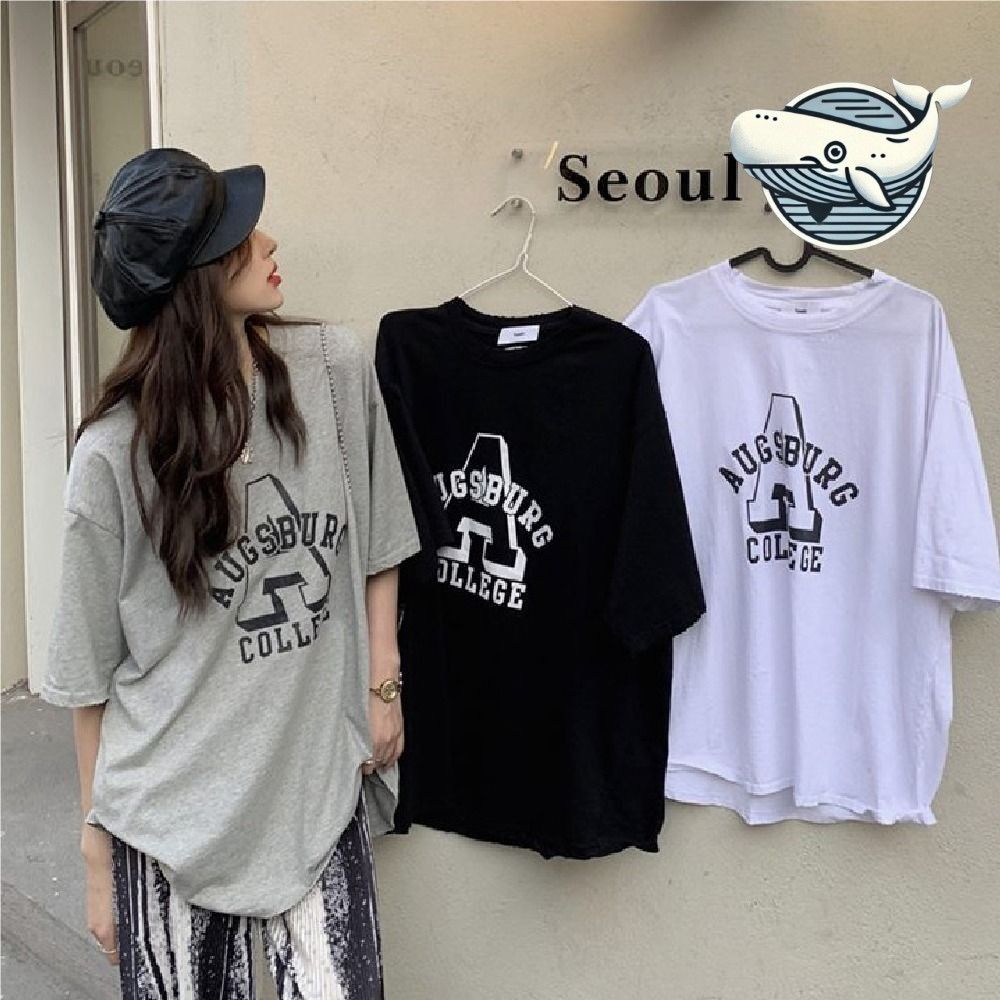 캐주얼 프린트 반팔 티셔츠 데일리 스타일 의류